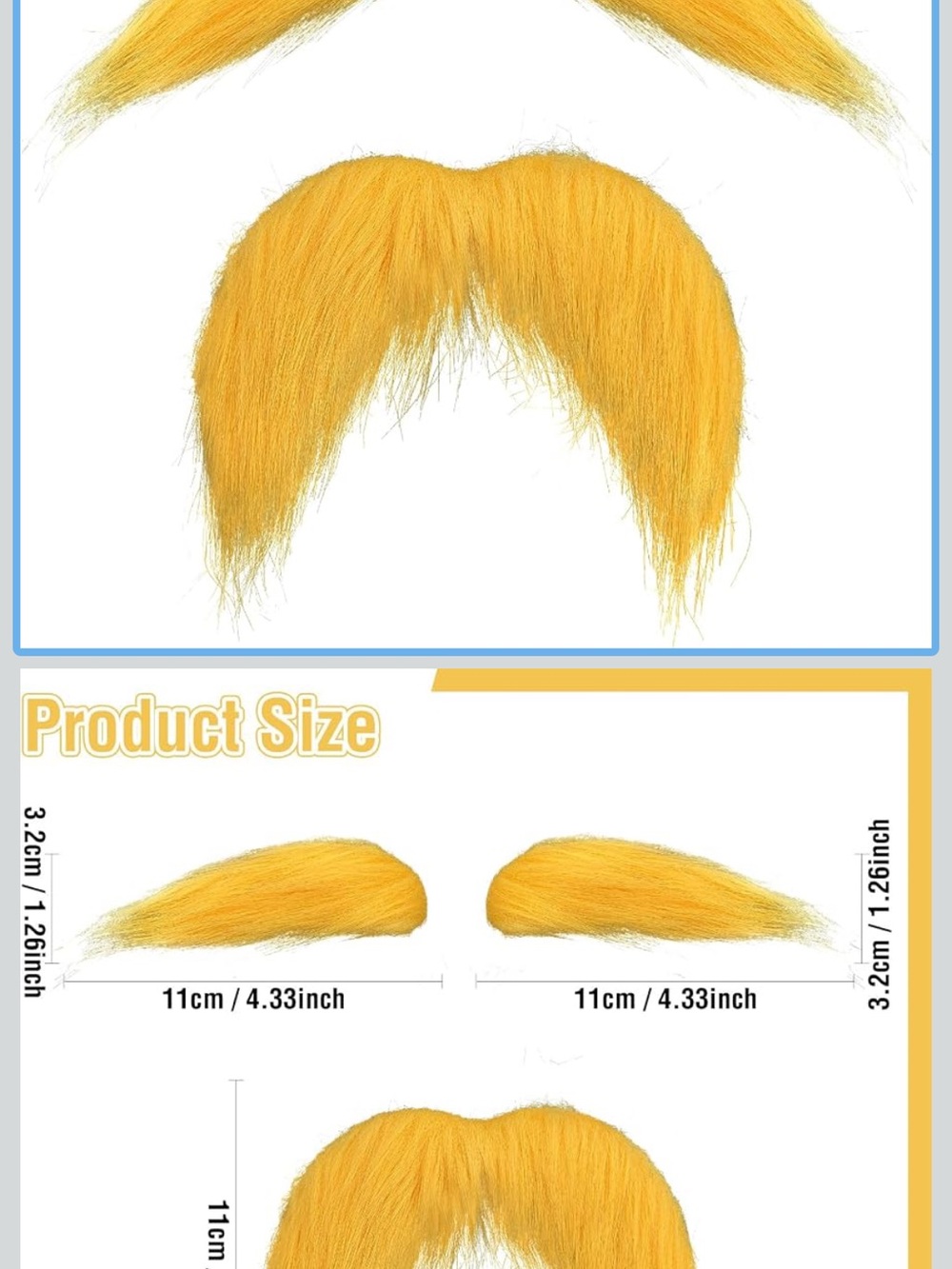 Amazon Faux Mustache and Eyebrows Yellow Women/Men One Size